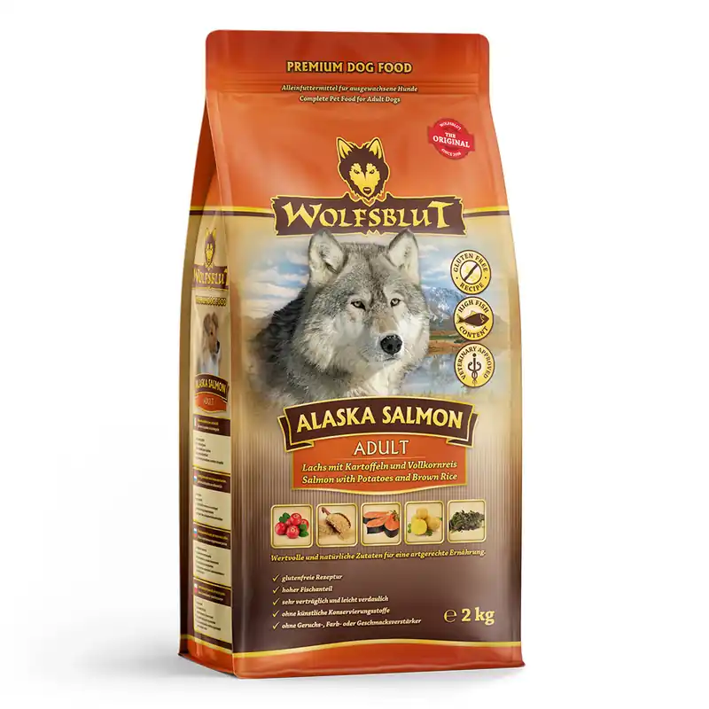 Markenware WOLFSBLUT Alaska Salmon Lachs mit Kartoffeln & Vollkornreis 2kg Hundetrockenfutter
